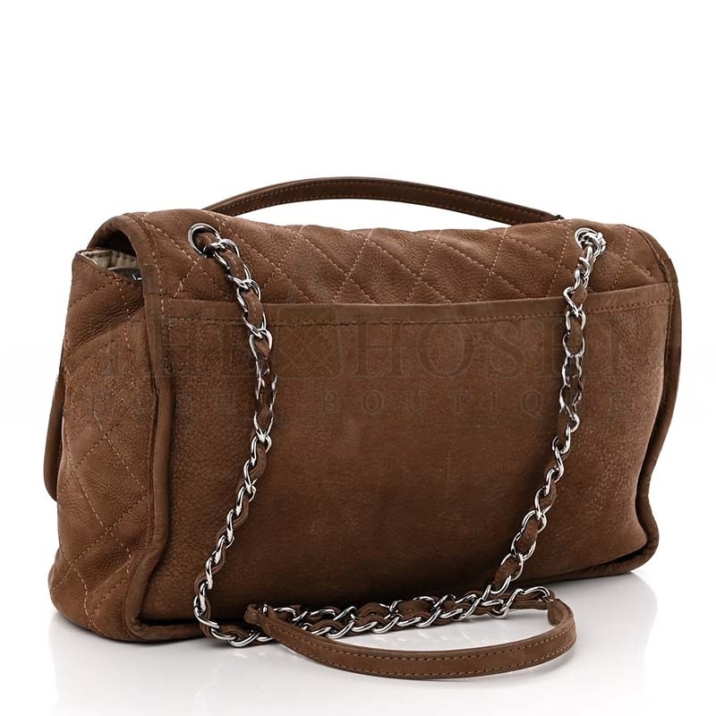 Ch**el LARGE QUILTED NUBUCK NATURAL BEAUTY SPLIT POCKET FLAP SHOULDER BAG (33*22*9cm) Master Quality