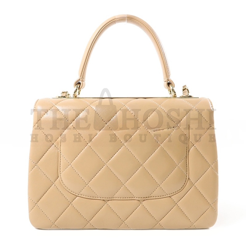 Ch**el COWHIDE LEATHER CHAIN SHOULDER GOLD BUCKLE HANDLE SHOULDER BAG BEIGE  (25*17*9cm) Master Quality