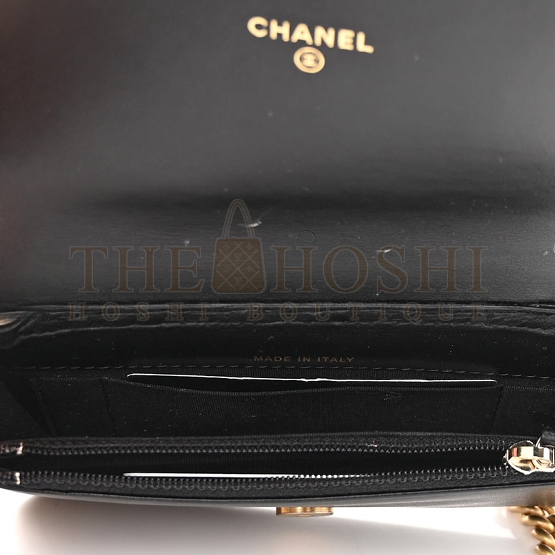 Ch**el CAVIAR QUILTED BOY CLUTCH WITH CHAIN BLACK AP2205 (15*10*3.5cm) Master Quality