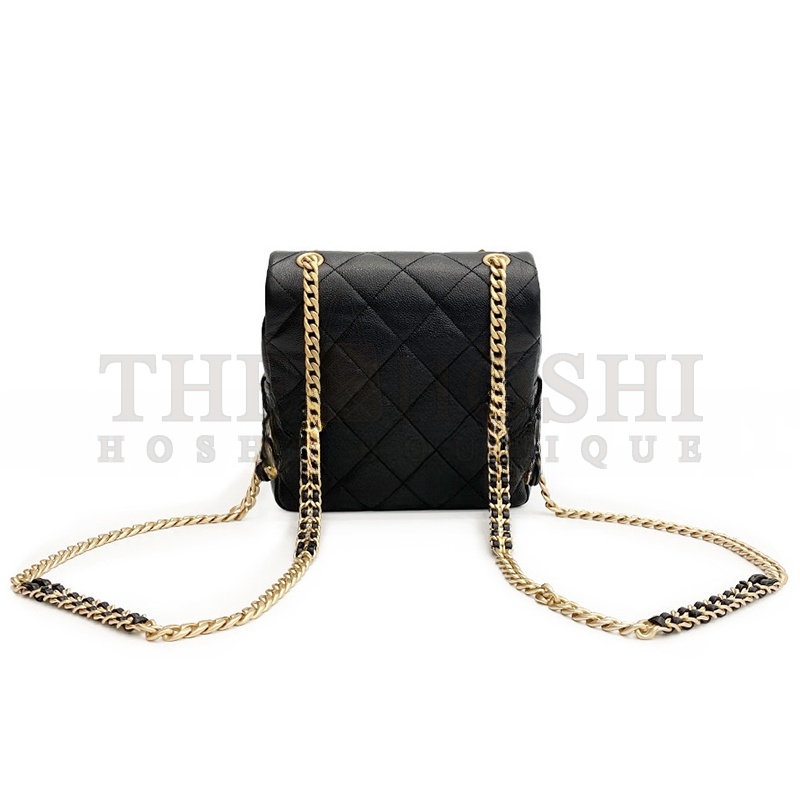 Ch**el SHINY CAVIAR QUILTED MELODY BACKPACK AS3108 (19*19*7cm) Master Quality