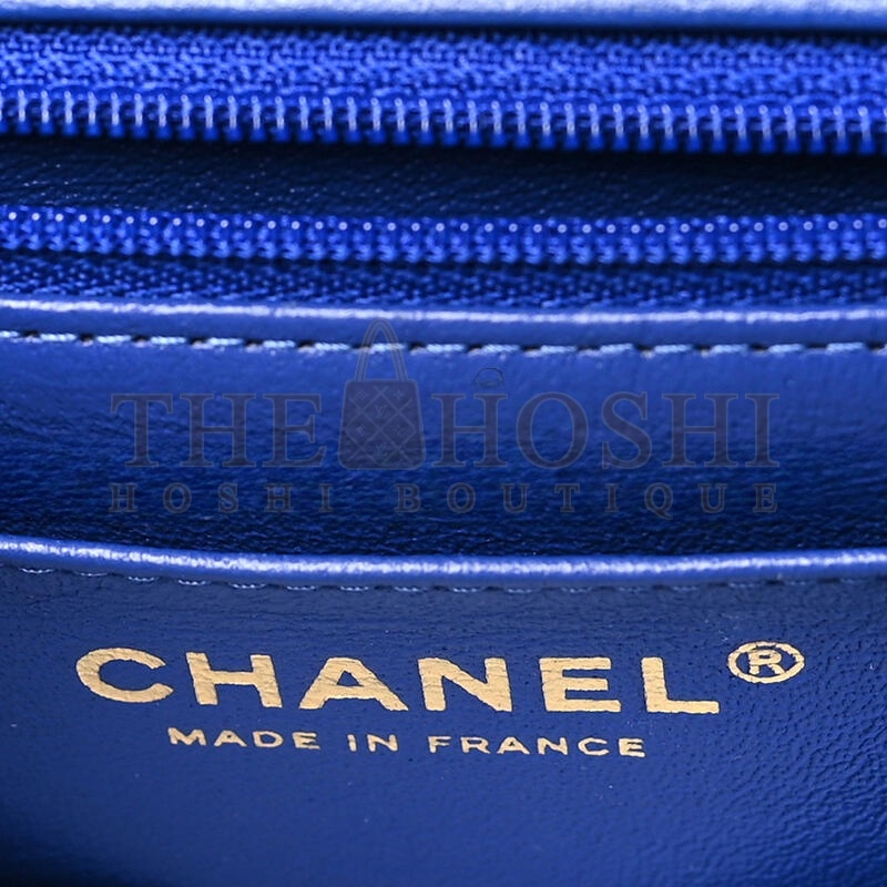 Ch**el LAMBSKIN QUILTED MINI TOP HANDLE FLAP 1631609 (20*14*6cm) Master Quality