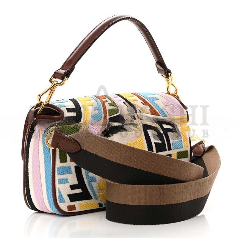 F**di X SARA COLEMAN MULTICOLOR FF FISH EYE EMBROIDERED BAGUETTE BAG (28*14*6cm) Master Quality