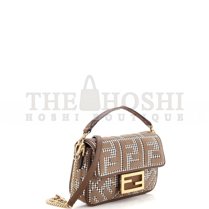 F**di BAGUETTE  BAG ZUCCA HOUNDSTOOTH WOOL MINI (19*11*5cm) Master Quality