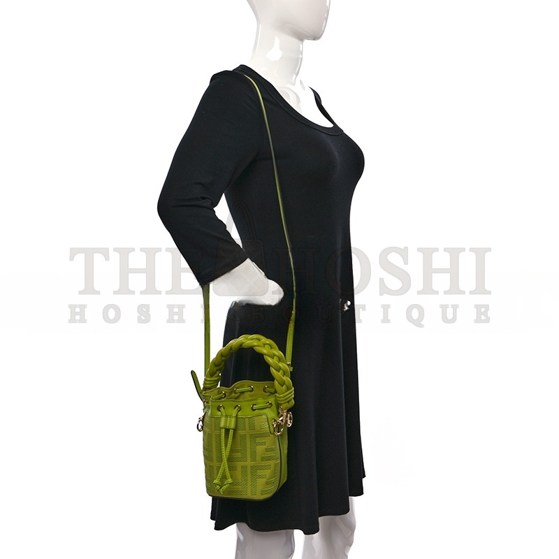 F**di CANVAS NAPPA F IS F**di FF EMBROIDERED MINI MON TRESOR BUCKET BAG WASABI 8BS010AKKWF1JCP (18*12*10cm) Master Quality