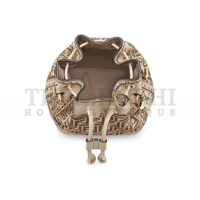 F**di MON TRESOR BUCKET BAG ZUCCA SUEDE MINI BROWN 8BS010AHJGF1FI0 (18*12*10cm) Master Quality