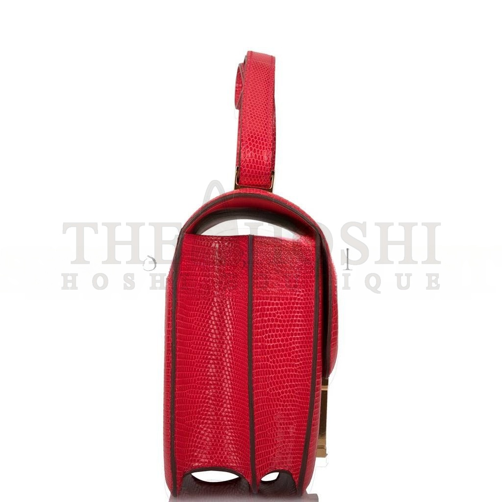 H**me5 MASTER CONSTANCE 24 ROUGE EXOTIQUE LIZARD NILOTICUS GOLD HARDWARE (24cm) Master Quality