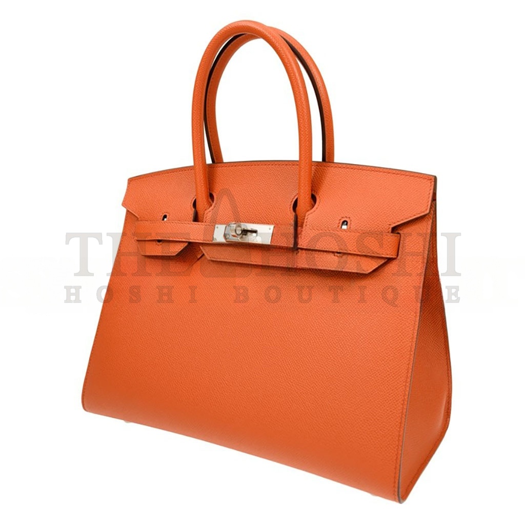 H**me5 BIRKIN 35 EPSOM LEATHER ORANGE SILVER BUCKLE LUXURY BAG BK30R1EPSSO (35*28*18cm) Master Quality