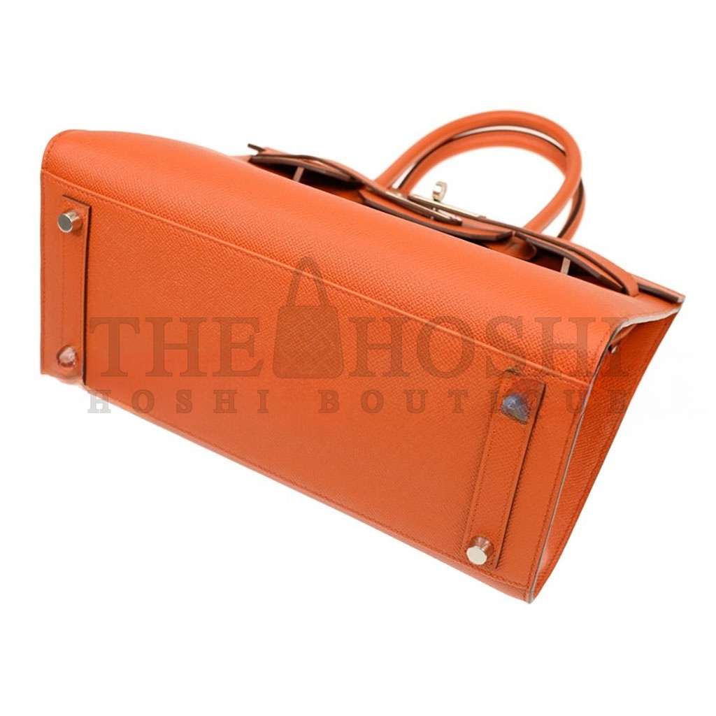 H**me5 BIRKIN 35 EPSOM LEATHER ORANGE SILVER BUCKLE LUXURY BAG BK30R1EPSSO (35*28*18cm) Master Quality