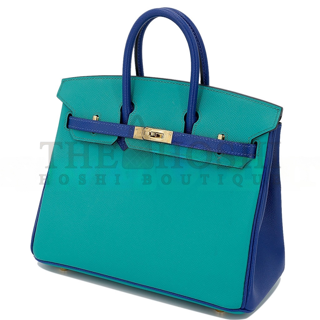 H**me5 BIRKIN 35 EPSOM IN MALACHITE GREEN AND AQUA BLUE WITH GOLD BUCKLE H028369CK33 (35*28*18cm) Master Quality