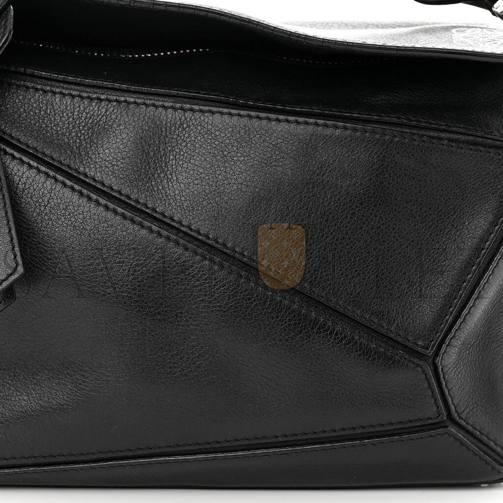L0ew* CALFSKIN SMALL PUZZLE BAG BLACK (29*16.5*10.5cm) Master Quality