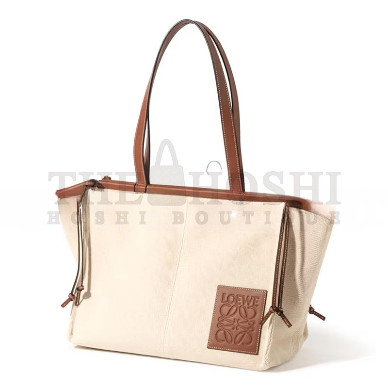 L0ew* CUSHION TOTE BAG IN CANVAS CALFSKIN 061920 (35*27*19cm) Master Quality