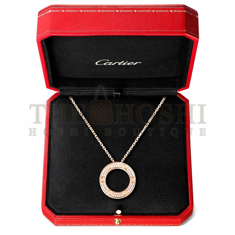 Ca*t1er LOVE NECKLACE, PAVED B7224527 Master Quality
