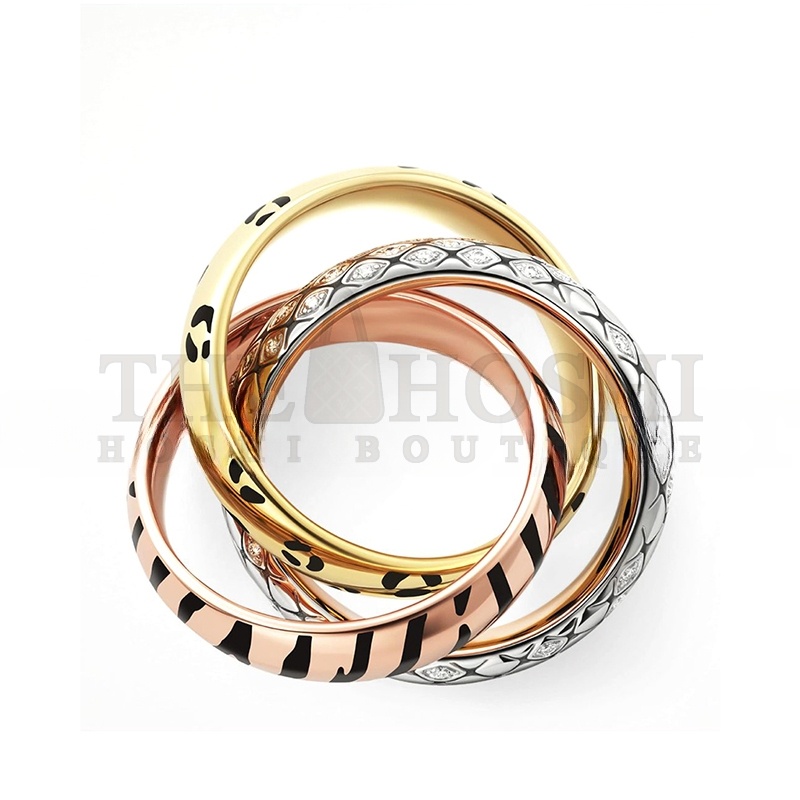 Ca*t1er LACQUERED GOLD AND SEMI-PAVÉD D1am0nd TRINITY RING CRB4241700 Master Quality
