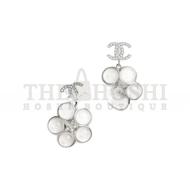 Ch**el STAR FLOWER CRYSTAL EARRINGS SILVER ABE285 Master Quality