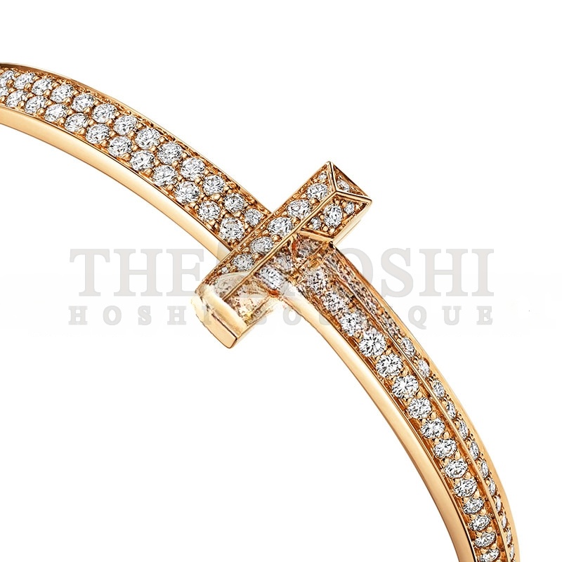 T*f*ny T1 WIDE D1am0nd HINGED BANGLE IN YELLOW GOLD 68127262 Master Quality