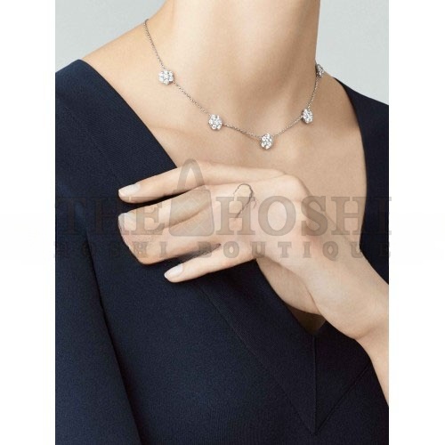 V*n Cl**f ARPELS FLEURETTE NECKLACE, 5 FLOWERS, LARGE MODEL - WHITE GOLD, D1am0nd  VCARA47600 Master Quality