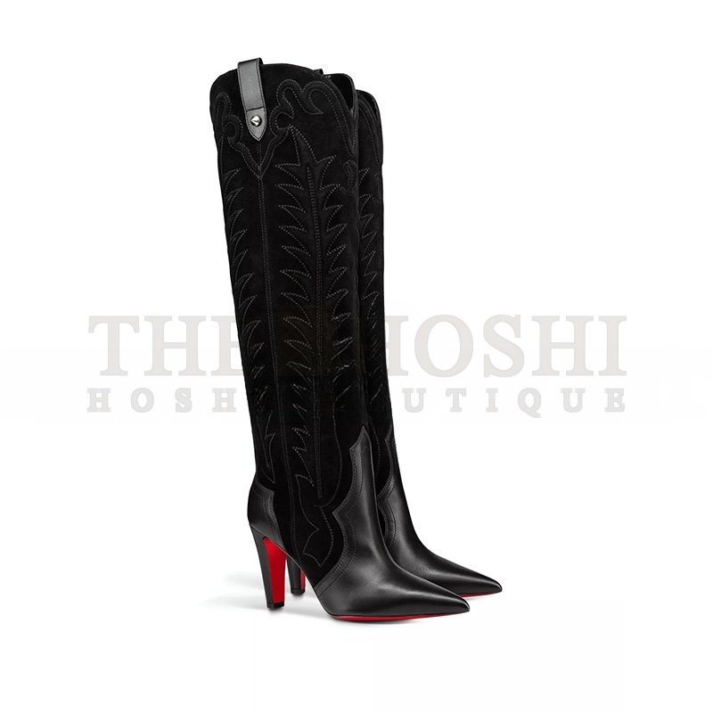 Chr1st1an LOUBOUTIN SANITA BOTTA 85 LEATHER AND SUEDE BOOTS Master Quality