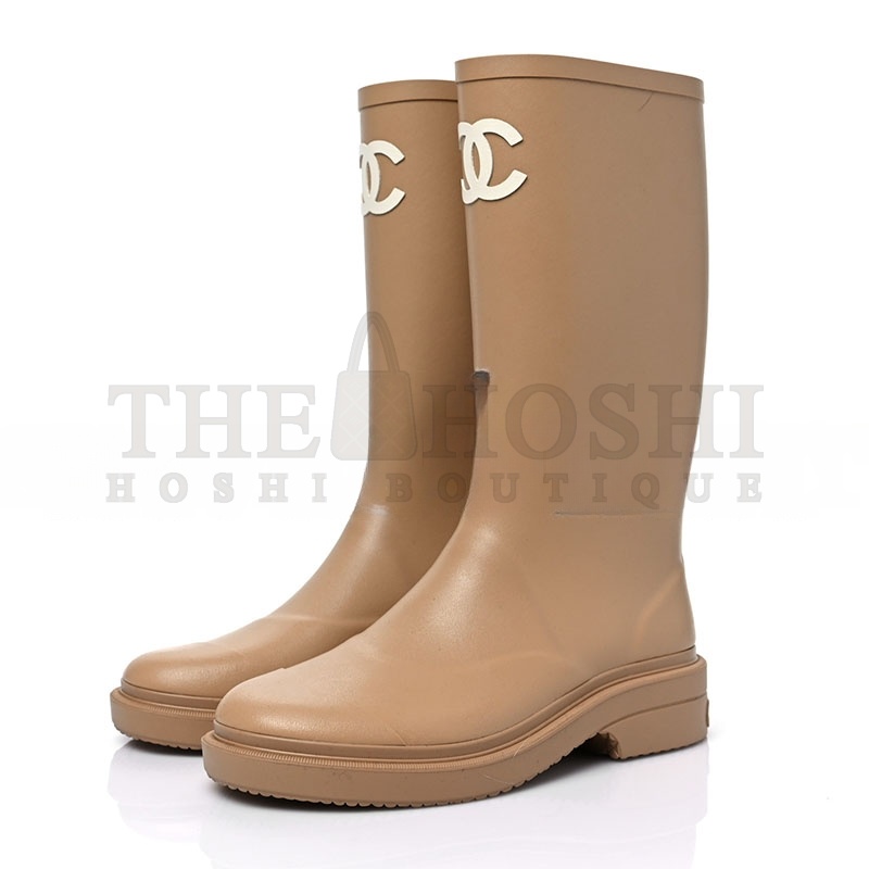Ch**el CAOUTCHOUK CC HIGH BOOTS BEIGE Master Quality