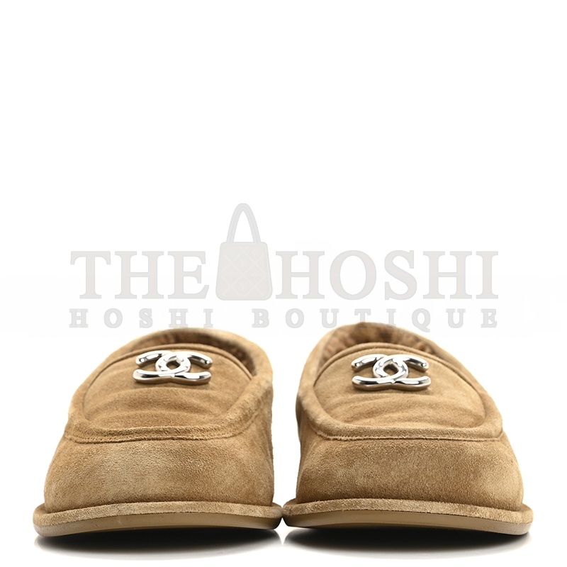 Ch**el SUEDE CALFSKIN CC LOAFERS DARK BEIGE Master Quality