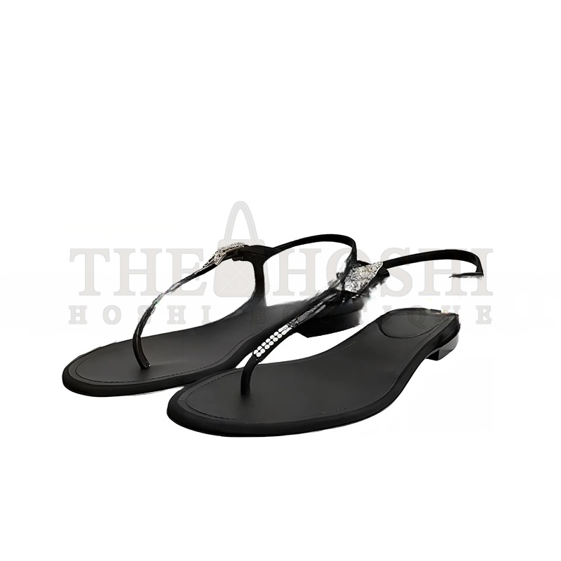 Ch**el SANDALS FOR WOMEN DOUBLE CC PEARL RHINESTONE HARDWARE BLACK BEACH SHOES G36014 X51738 94305 Master Quality