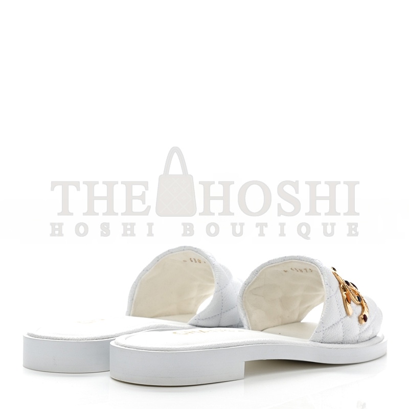 Ch**el MULES SHINY GOATSKIN & METAL WHITE G38794 X56519 0N778 Master Quality