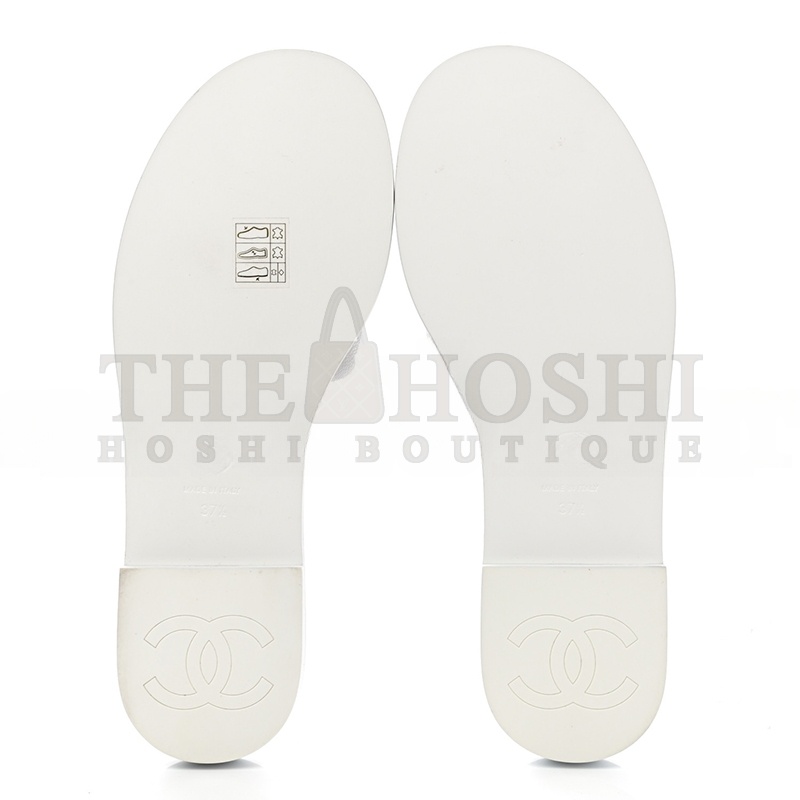 Ch**el MULES SHINY GOATSKIN & METAL WHITE G38794 X56519 0N778 Master Quality