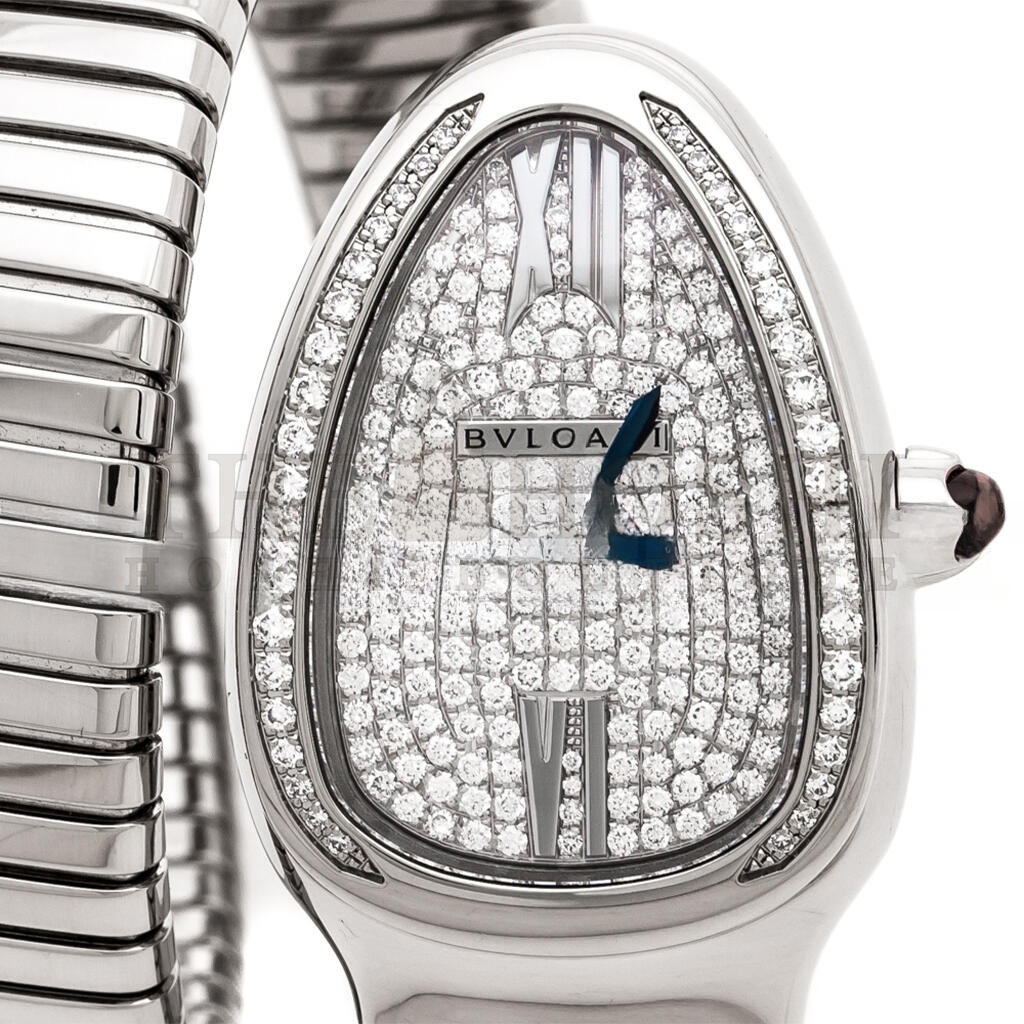 Bv1g*ai D1am0nd PAVE 18K WHITE GOLD SERPENTI TUBOGAS WOMEN