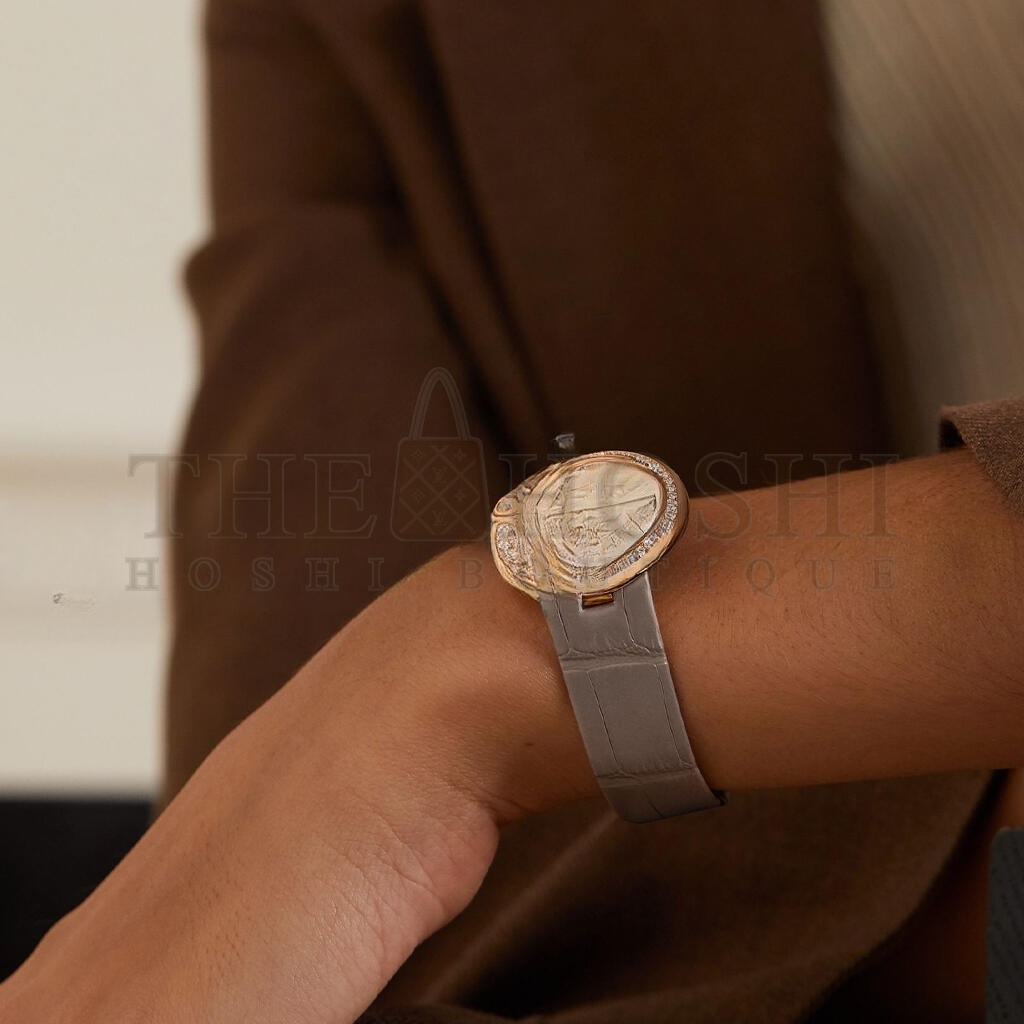 Ca*t1er BALLON BLANC DE Ca*t1er 30MM 18-KARAT ROSE GOLD, ALLIGATOR AND D1am0nd WATCH WJBL0008 Master Quality