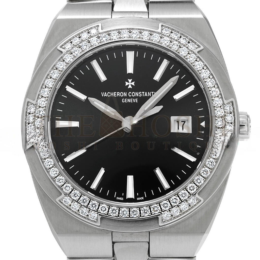 VACHERON C0nstan1n OVERSEAS 33 QUARTZ STAINLESS STEEL D1am0nd BLACK DIAL 33MM WATCH 1205V/100A-B591 Master Quality